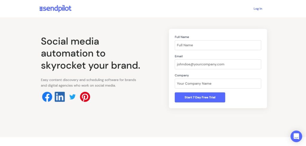 SendPilotのホームページ