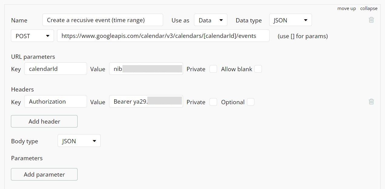 繰り替えしイベント(時刻指定)作成APIの設定1