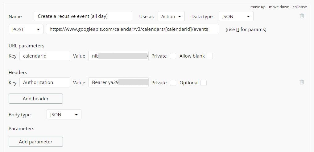 繰り返しイベント(終日)作成APIの設定1