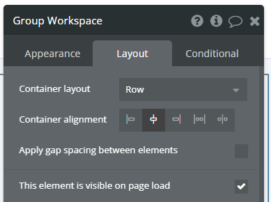 Group Workspaceを中央揃えに設定する