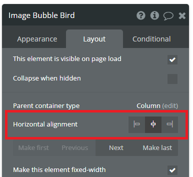 垂直方向の位置を変更